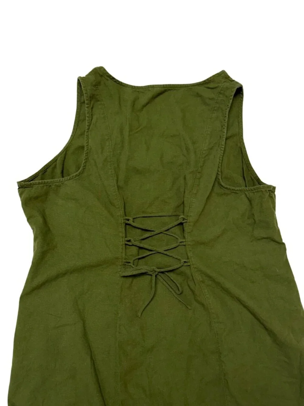 Old Navy Sleeveless Linen Blend Midi Dress Button Front Tie Back Size XXL